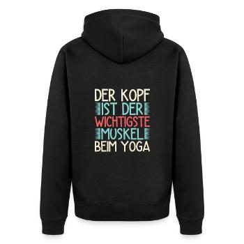 Yoga The head is the most important muscle - Unisex Premium Organic Zip Hoodie - black - Back - Nico (187cm)