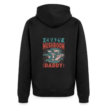 Mushroom Foraging Hunter Crazy Mushroom Daddy - Unisex Premium Bio Zip Hoodie - Schwarz - Hinten - Nico (187cm)