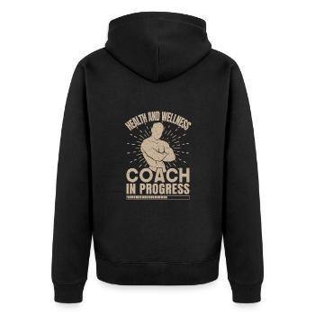 Fitness Motivation Bodybuilder Wellness Coach Gym - Unisex Premium Organic Zip Hoodie - black - Back - Nico (187cm)
