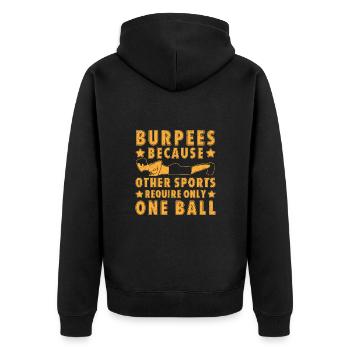 Fanatiques de fitness Burpees Autres sports Un ballon - Veste à capuche bio Premium Unisexe - noir - Dos - Nico (187cm)