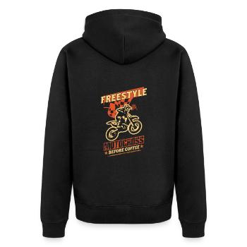 Dirt Biker Riding Freestyle Motorcross Dirt Bike - Unisex Premium Bio Zip Hoodie - Schwarz - Hinten - Nico (187cm)