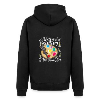 Funny Art Painter Watercolor The Real Drawing Gift - Unisex Premium Bio Zip Hoodie - Schwarz - Hinten - Nico (187cm)