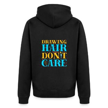 Artist Painter Graphic Drawing Hair Don´t Care - Unisex Premium Bio Zip Hoodie - Schwarz - Hinten - Nico (187cm)