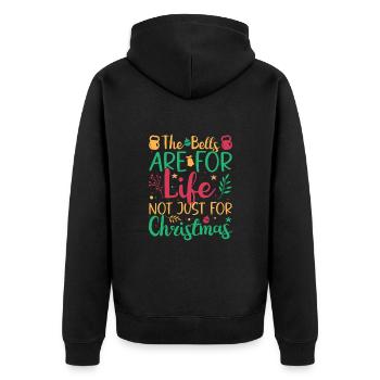 Fitness Fanatics Bells Not Just For Christmas Gift - Unisex Premium Bio Zip Hoodie - Schwarz - Hinten - Nico (187cm)