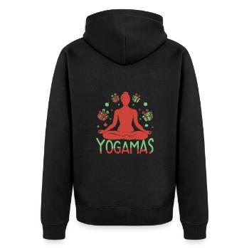 Yoga Yogamas Funny Yoga - Unisex Premium Bio Zip Hoodie - Schwarz - Hinten - Nico (187cm)