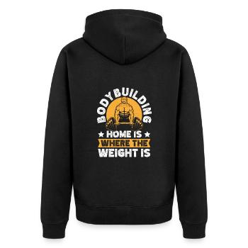La maison du bodybuilder de dynamophilie est là où se trouve le poids - Veste à capuche bio Premium Unisexe - noir - Dos - Nico (187cm)