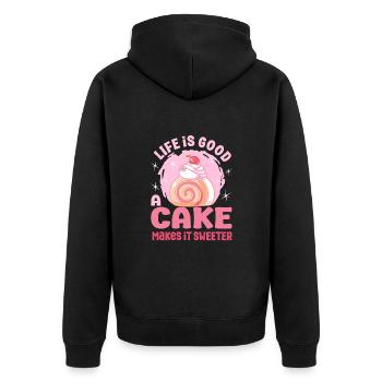 Pastry Lover Cake Makes It Sweeter Cute Gift - Unisex Premium Bio Zip Hoodie - Schwarz - Hinten - Nico (187cm)