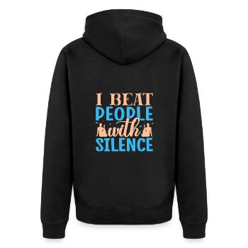 Yoga I Beat People With Silence Funny Yoga - Unisex Premium Bio Zip Hoodie - Schwarz - Hinten - Nico (187cm)