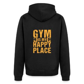 Fitness Motivation Musculation Gym Mon Endroit Heureux - Veste à capuche bio Premium Unisexe - noir - Dos - Nico (187cm)