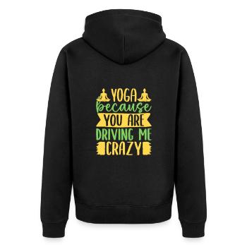 Yoga Parce Que Tu Me Fous Drôle Yoga - Veste à capuche bio Premium Unisexe - noir - Dos - Nico (187cm)