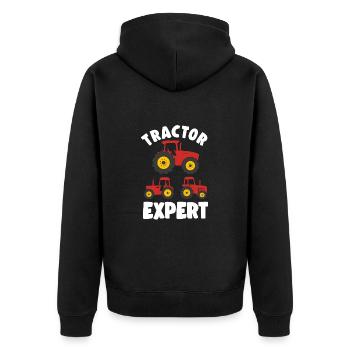 Farm Tractor Expert Farmer Boy Toddler Gift Idea - Unisex Premium Organic Zip Hoodie - black - Back - Nico (187cm)