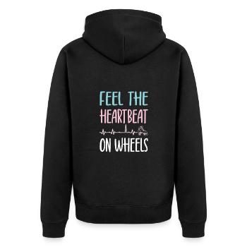 Rollerskater Party Feel Heartbeat On Wheels Gift - Unisex Premium Bio Zip Hoodie - Schwarz - Hinten - Nico (187cm)
