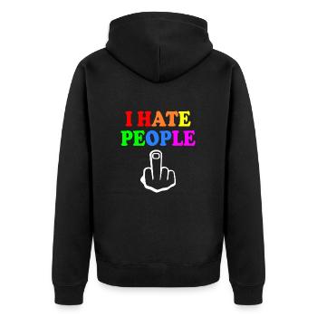 I hate people - Veste à capuche bio Premium Unisexe - noir - Dos - Nico (187cm)