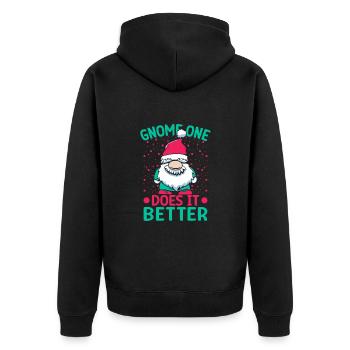 Garden Gnome Costume Gnome One Does It Better - Unisex Premium Bio Zip Hoodie - Schwarz - Hinten - Nico (187cm)