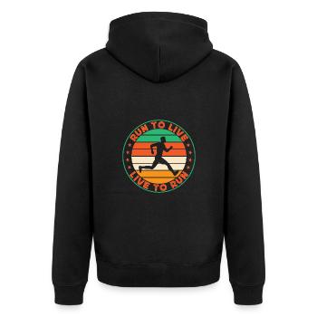 Running Run To Live Live To Run Marathon Runner - Unisex Premium Bio Zip Hoodie - Schwarz - Hinten - Nico (187cm)