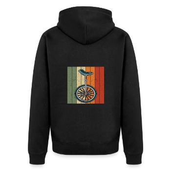 Einrad fahren Retro Vintage Einrad Sunset - Unisex Premium Bio Zip Hoodie - Schwarz - Hinten - Nico (187cm)
