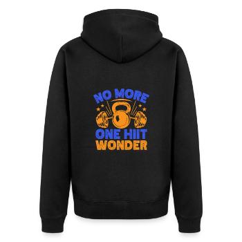 Fitness Fanatics No Hiit Wonder Calisthenics Gym - Unisex Premium Bio Zip Hoodie - Schwarz - Hinten - Nico (187cm)
