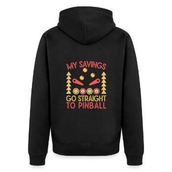 My Savings Go Straight To Pinball Machine Arcade - Unisex Premium Bio Zip Hoodie - Schwarz - Hinten - Nico (187cm)
