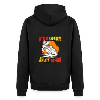Dirt Biker Riding My Bike & I Have An Air Affair - Unisex Premium Organic Zip Hoodie - black - Back - Nico (187cm)