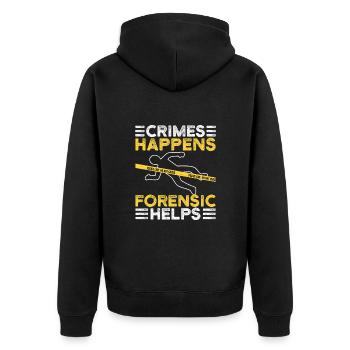 Forensic Analyst Crimes Happens Forensic Helps - Unisex Premium Organic Zip Hoodie - black - Back - Nico (187cm)