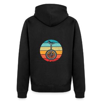 Einrad fahren Retro Vintage Einrad Sunset - Unisex Premium Bio Zip Hoodie - Schwarz - Hinten - Nico (187cm)