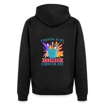 Artist Painter Graphic Painting Ultimate Chocolate - Unisex Premium Organic Zip Hoodie - black - Back - Nico (187cm)