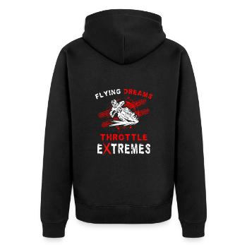 Dirtbike Rider Flying Dreams MX Motocross - Unisex Premium Bio Zip Hoodie - Schwarz - Hinten - Nico (187cm)