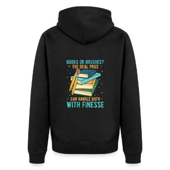 Artist Painter Graphic Books Or Brushes Art Gifts - Unisex Premium Bio Zip Hoodie - Schwarz - Hinten - Nico (187cm)