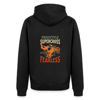 Dirt Biker Riding Get´s Me Fearless Dirt Bike - Unisex Premium Bio Zip Hoodie - Schwarz - Hinten - Nico (187cm)