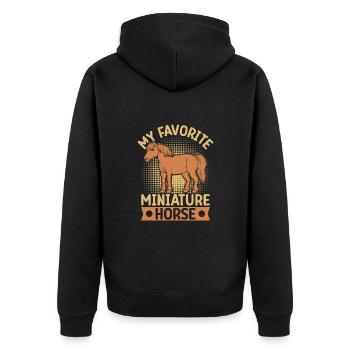 Hobby Horse Rider MIniature Horse English Riding - Unisex Premium Bio Zip Hoodie - Schwarz - Hinten - Nico (187cm)