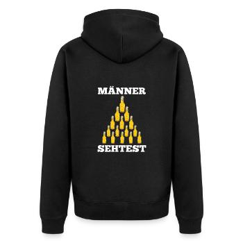 Bier Pyramide Männer Sehtest Bier Spruch - Unisex Premium Bio Zip Hoodie - Schwarz - Hinten - Nico (187cm)