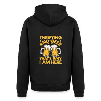 Friperie et bière C’est pourquoi ici - Veste à capuche bio Premium Unisexe - noir - Dos - Nico (187cm)