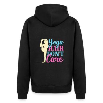 Yoga Cheveux Ne S’en soucie Pas Drôle Yoga - Veste à capuche bio Premium Unisexe - noir - Dos - Nico (187cm)