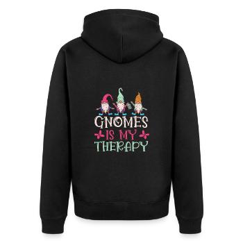 Garden Gnome Costume Gnomes My Therapy - Unisex Premium Organic Zip Hoodie - black - Back - Nico (187cm)