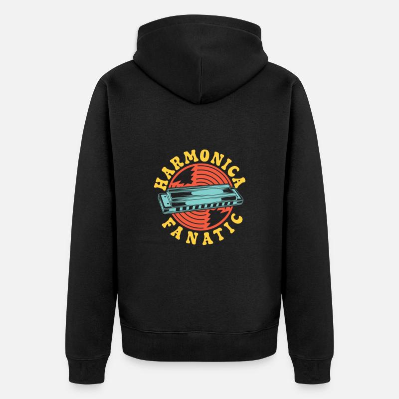 drôle d’harmoniciste fanatique harmonica - Veste à capuche bio Premium Unisexe - noir
