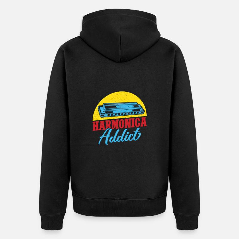 Drôle d’harmoniciste Harmonica Addict Harmonica - Veste à capuche bio Premium Unisexe - noir