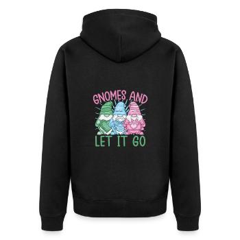 Garden Gnome Costume Gnomes & Let It Go Gnome - Unisex Premium Bio Zip Hoodie - Schwarz - Hinten - Nico (187cm)