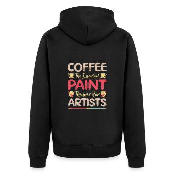 Artist Painter Coffee The Essential Paint Thinner - Unisex Premium Organic Zip Hoodie - black - Back - Nico (187cm)