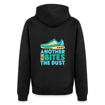 Running Another Run Bites Marathon Runner - Unisex Premium Bio Zip Hoodie - Schwarz - Hinten - Nico (187cm)