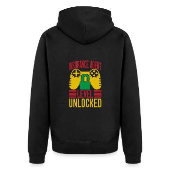 Insurance Agent Level Unlocked Funny Insurance - Unisex Premium Bio Zip Hoodie - Schwarz - Hinten - Nico (187cm)
