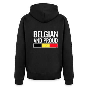 Belgian and proud Belgian flag - Unisex Premium Organic Zip Hoodie - black - Back - Nico (187cm)