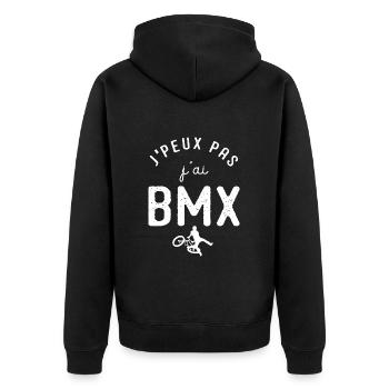 velo J peux pas j ai bmx humour sport vélo BMX - Veste à capuche bio Premium Unisexe - noir - Dos - Nico (187cm)