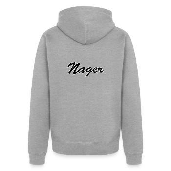 Nager - Unisex Premium Bio Zip Hoodie - Grau meliert - Hinten - Nico (187cm)