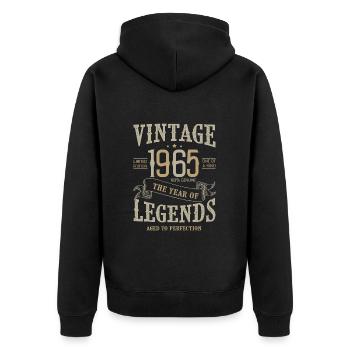 1965 Geburtstag Vintage Geborene Legenden Geboren 1965 - Unisex Premium Bio Zip Hoodie - Schwarz - Hinten - Nico (187cm)