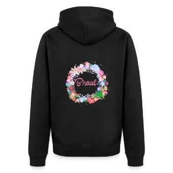 blumenkranz,Bride, kranz,graffti,bunt,blumen - Unisex Premium Bio Zip Hoodie - Schwarz - Hinten - Nico (187cm)
