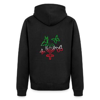 woman life freedom, schmetterlinge,iran,flagge - Unisex Premium Bio Zip Hoodie - Schwarz - Hinten - Nico (187cm)