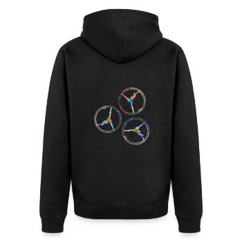 rhönrad,rad,tuniererin, sportlerin,bunt,graffiti - Unisex Premium Bio Zip Hoodie - Schwarz - Hinten - Nico (187cm)