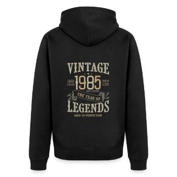 1985 Vintage 1985 Anniversary - Unisex Premium Organic Zip Hoodie - black - Back - Nico (187cm)