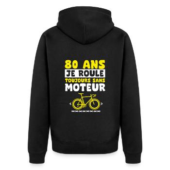 vélo 80 ans anniversaire - Veste à capuche bio Premium Unisexe - noir - Dos - Nico (187cm)