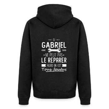 Gabriel ne peut pas le réparer cadeau gabriel - Veste à capuche bio Premium Unisexe - noir - Dos - Nico (187cm)
